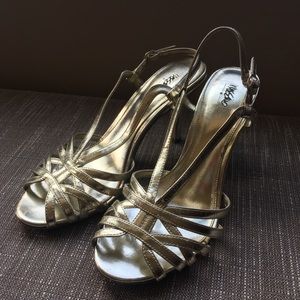 Gold Strappy Sandal Heels